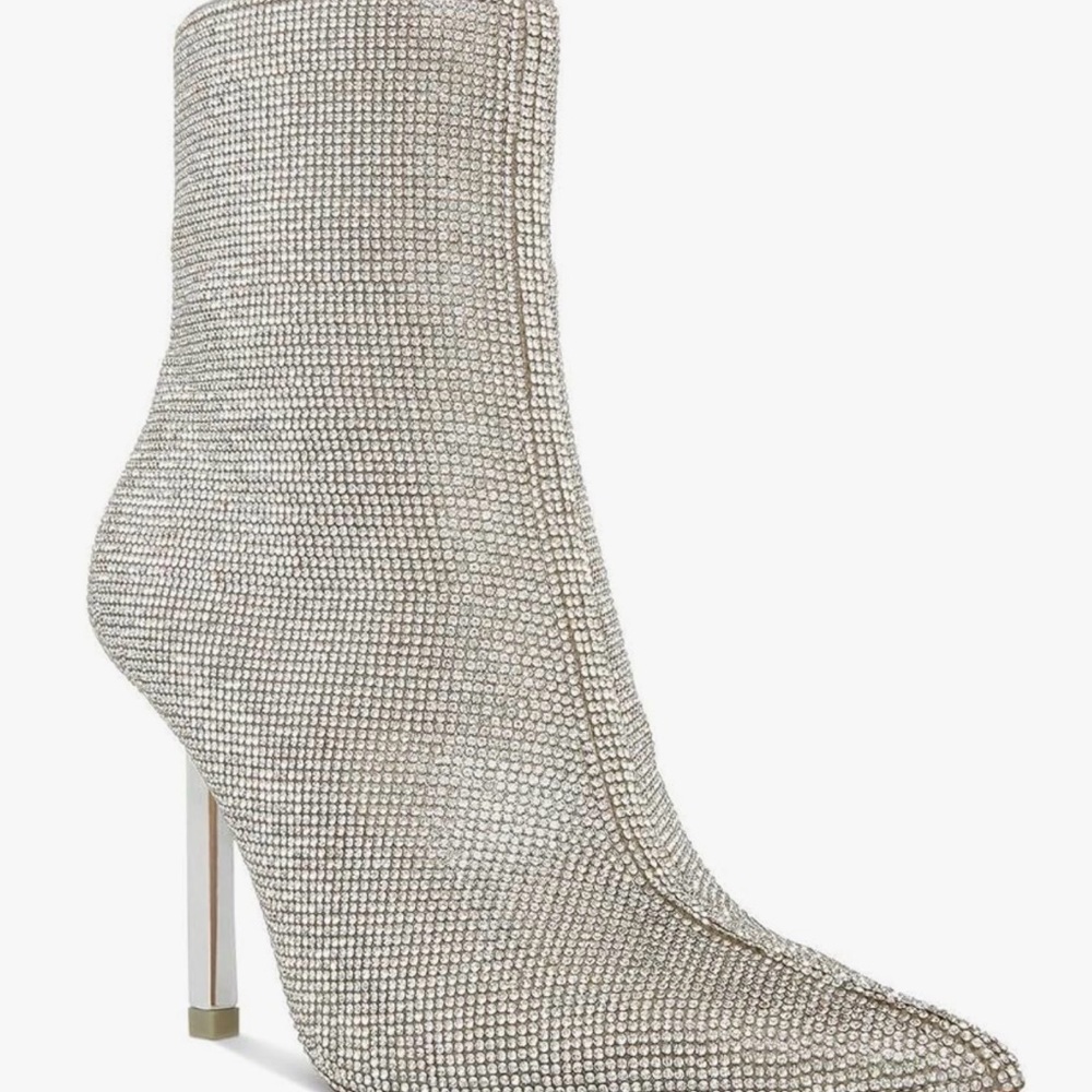 Steve Madden Silver Crystal Embellished Ankle Bootie
